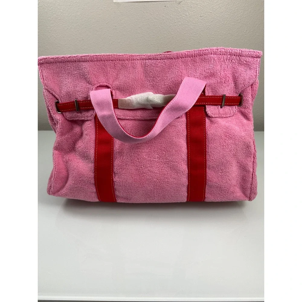 Sunwin Boatkin Style Women Large Pink Red Terry Cloth/Canvas Tote Bag NWOT Beach